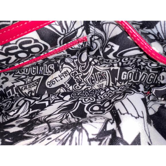 Red GUESS Purse with Cool Graphic Lining‎ - Many Pockets and Compartments - Picture 3 of 16